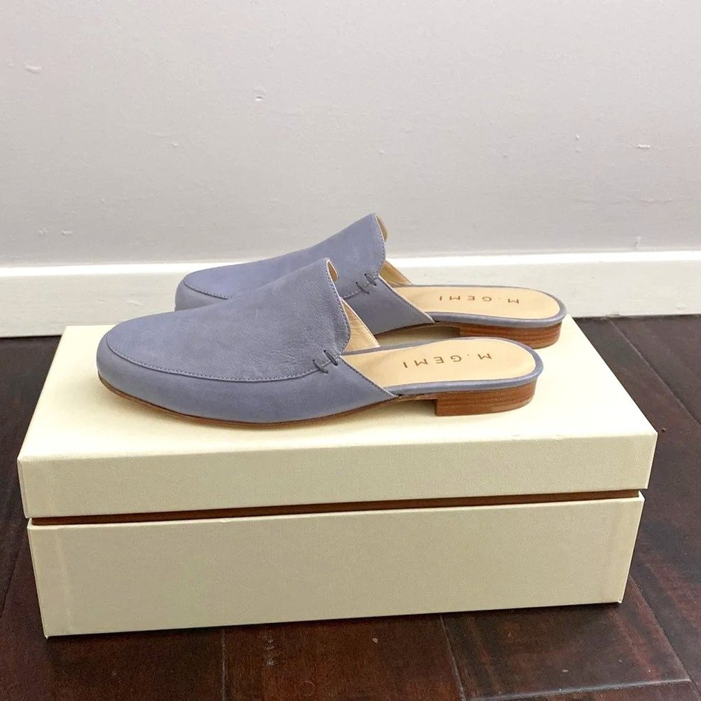 NWT M. Gemi The Docente Flat Mule Loafer Blue Stone Size 35.5